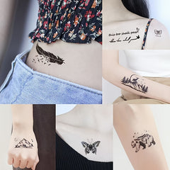 32 Sheet Temporary Tattoo Set Mix Hearts Butterflies Moons Planets