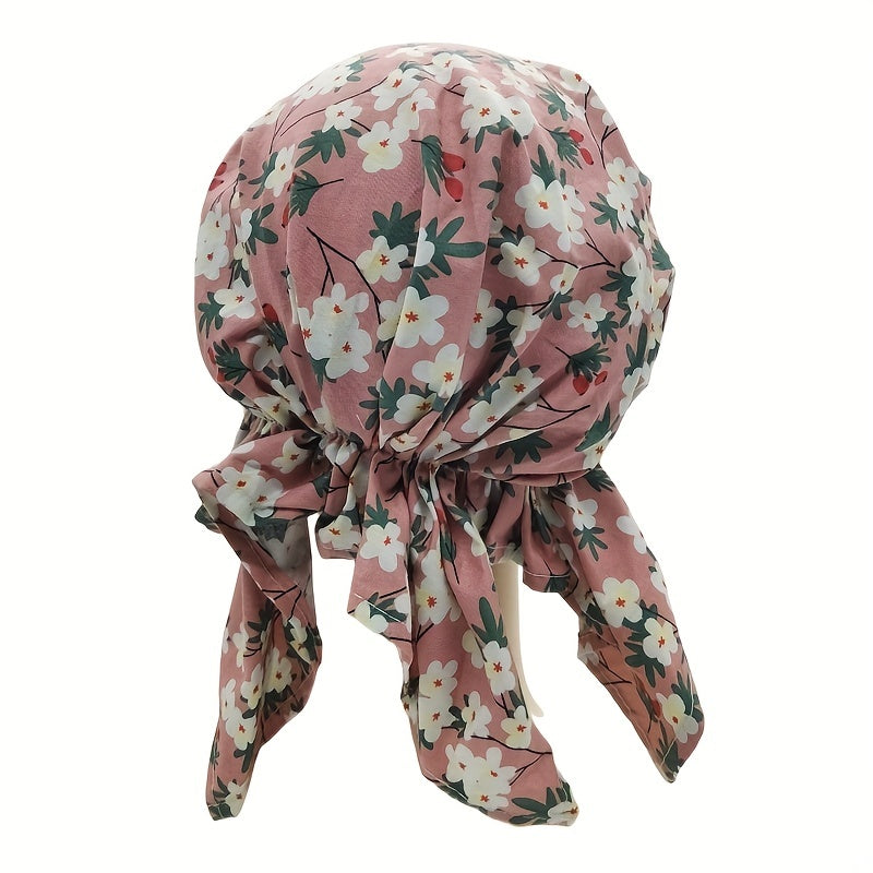 Small Flower Print Triangle Turban Cap Cotton Bandana Women Casual Head Wrap