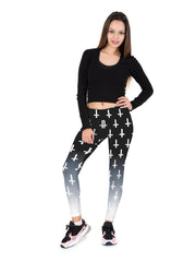 Ombre Print Stretch Leggings High Waist Slim Fit Women's Leggings