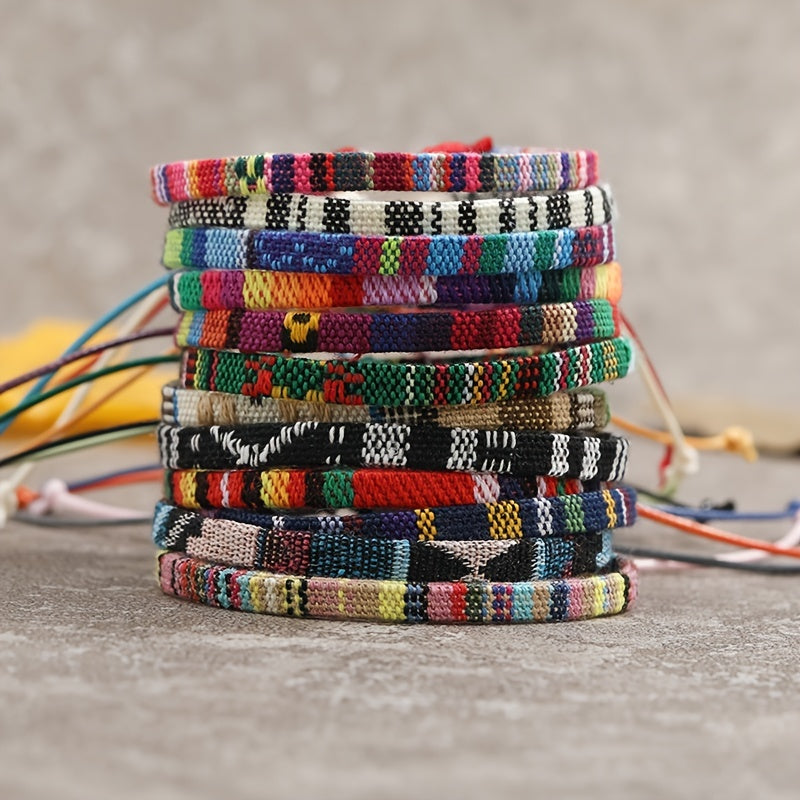 Colorful Bohemian Linen Woven Friendship Bracelet