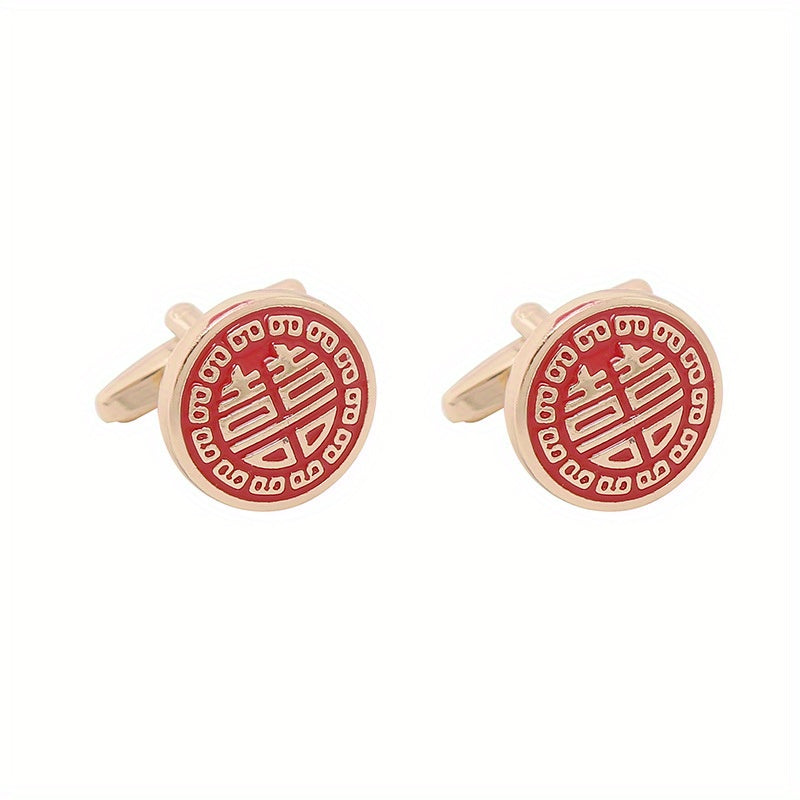 Red Paint Square Cufflinks French Wedding