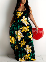  Tropical Print Maxi Cami Dress