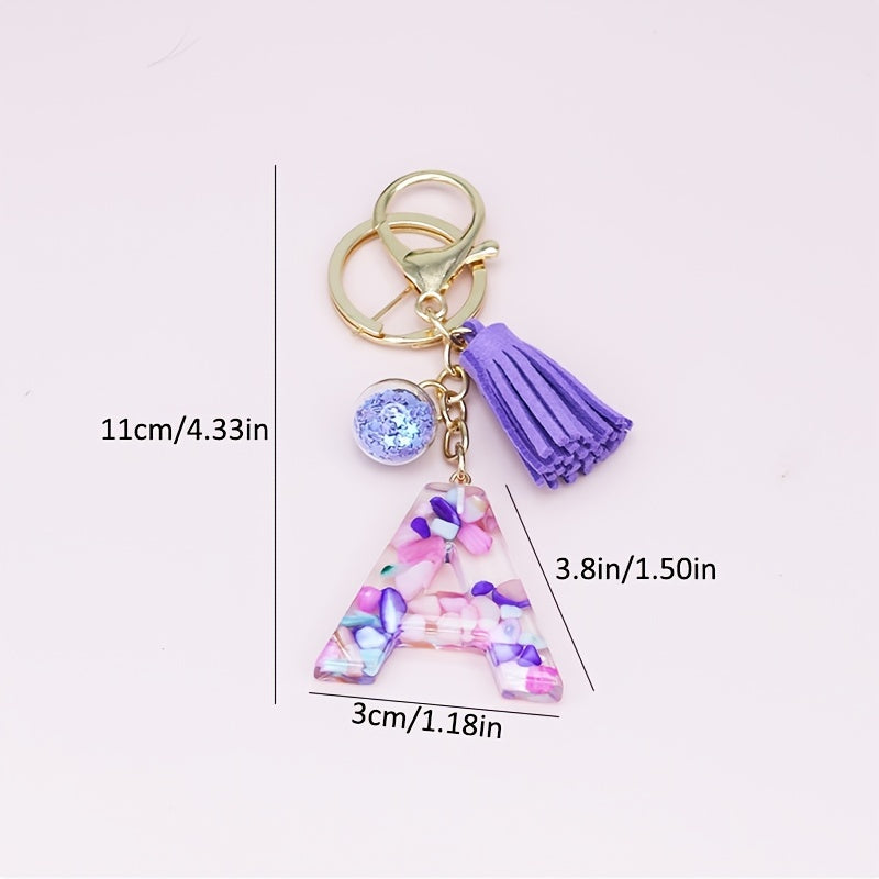 Crystal Initial Letter Liquid Keychain Women Key Chains Bag Charm Gift