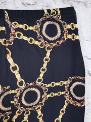  Chain Print High Rise Bodycon Midi Skirt