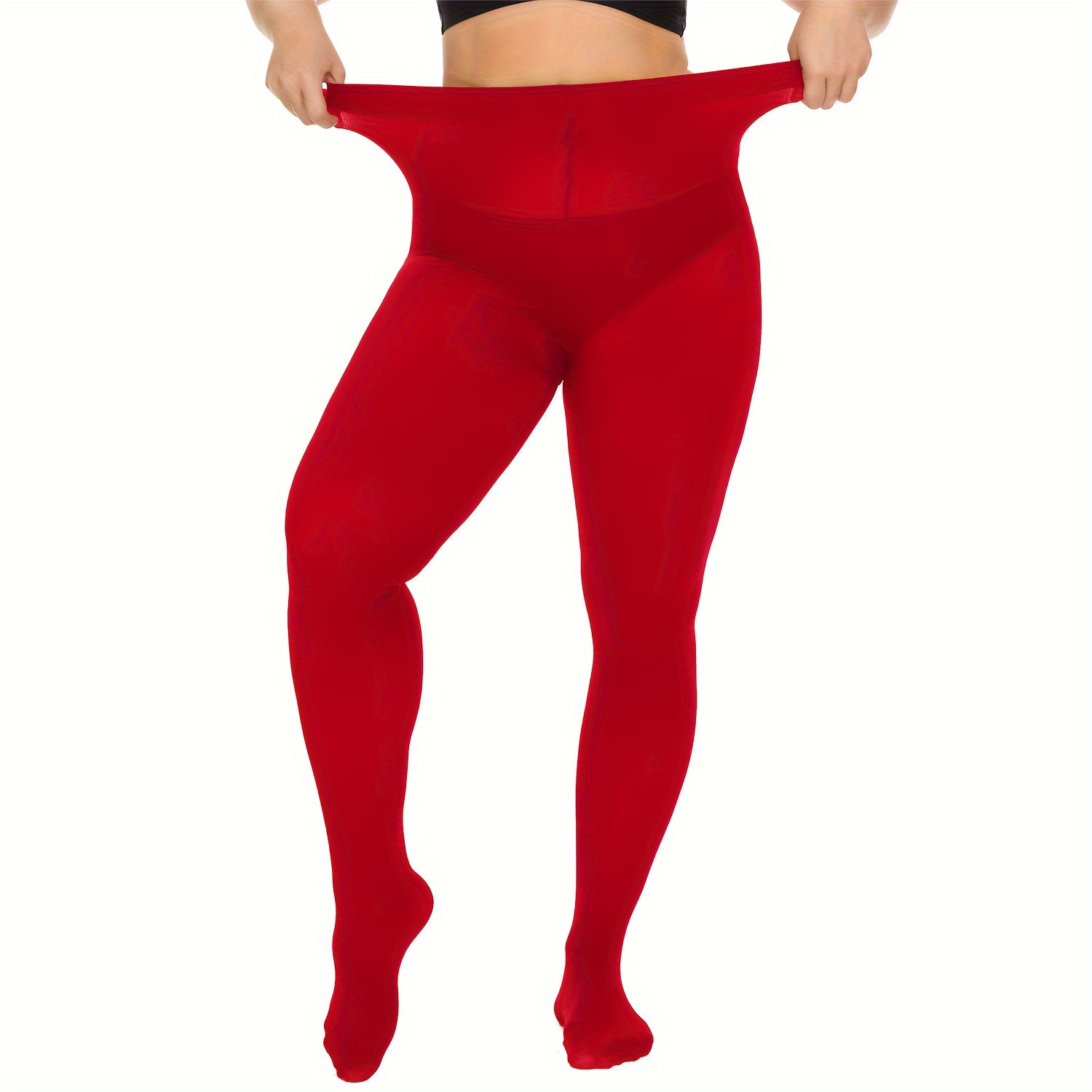  Tummy Control High Waisted Tights Solid Footed Pantyhose