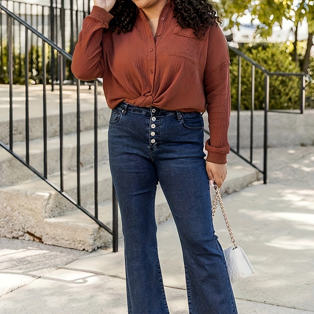  Flared Leg Jeans - Button Fly Medium Stretch