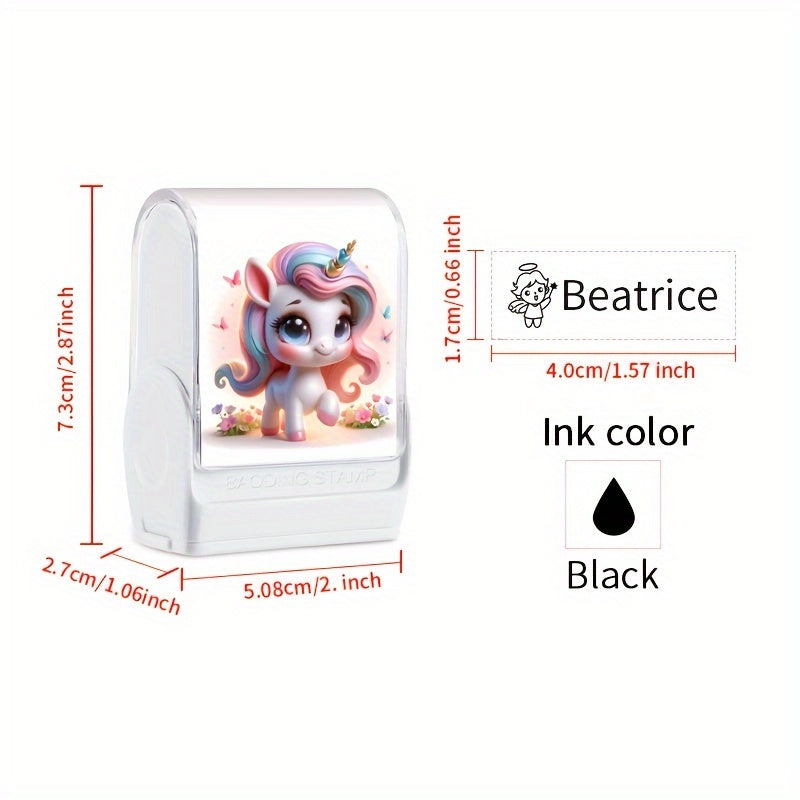 Custom Unicorn Name Stamp for School Supplies and Clothing - Personalized Seal