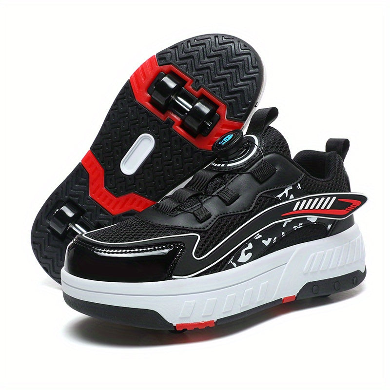 Boy's Mesh Roller Shoes Detachable Four Wheeled Skate Sneakers