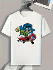 Cartoon Skater Print Men's Graphic T Shirt for Summer
