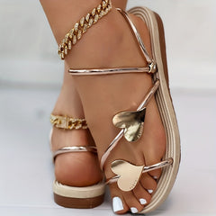 Women's Heart Flat Slide Sandals Open Toe Non Slip Shoes