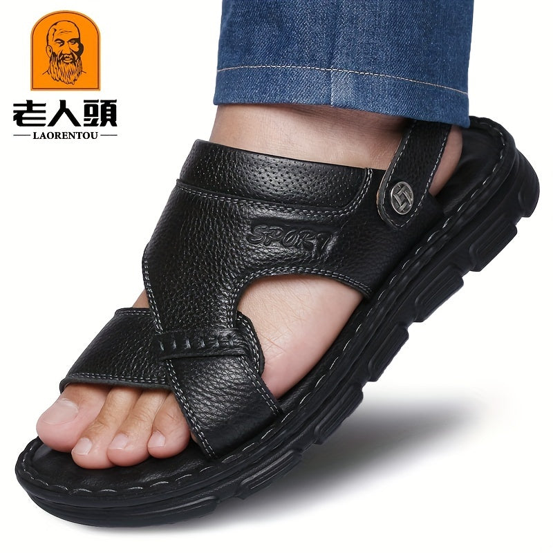 LAORENTOU Men's Leather Non Slip Sandals Summer