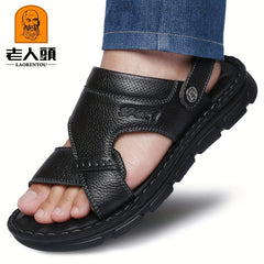 LAORENTOU Men's Leather Non Slip Sandals Summer