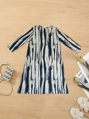  Brush Print Long Sleeve Maxi Dress With Pockets
