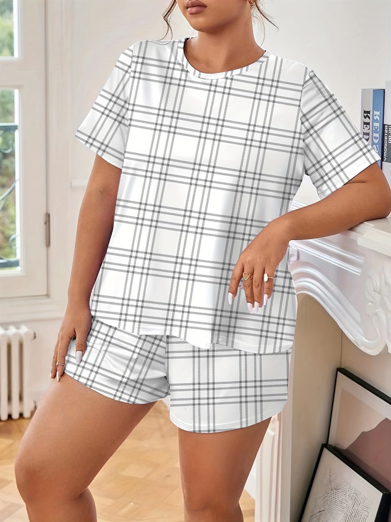  Plaid Tee & Shorts 2pcs Set