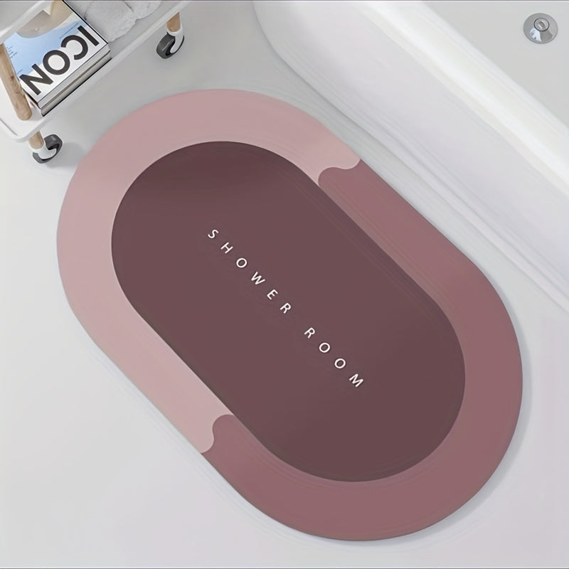 1pc Oval Bathroom Toilet Absorbent Quick Drying Foot Mat