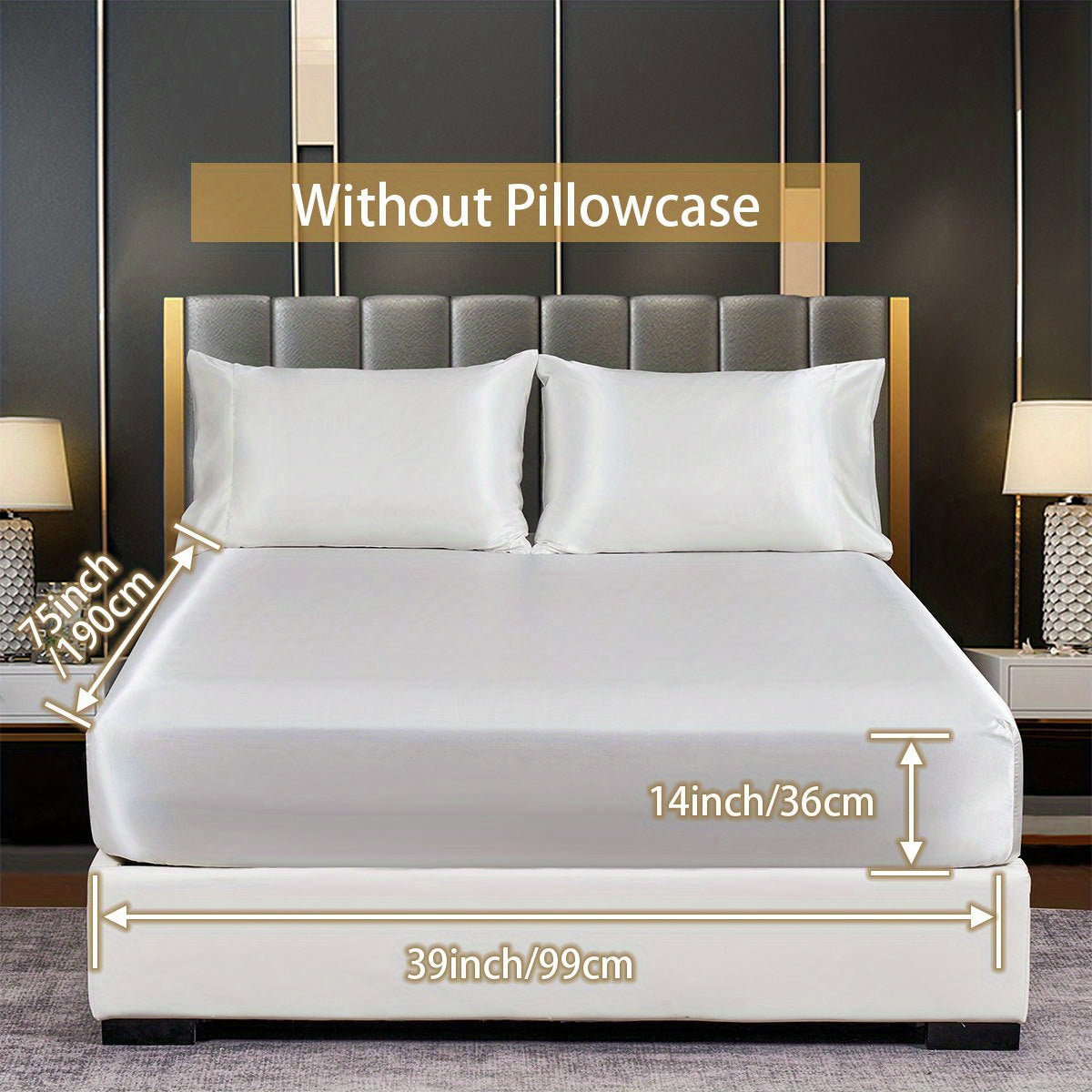 Soft Silky Satin Fitted Sheet for Bedroom, No Pillowcase