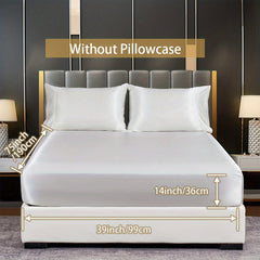 Soft Silky Satin Fitted Sheet for Bedroom, No Pillowcase