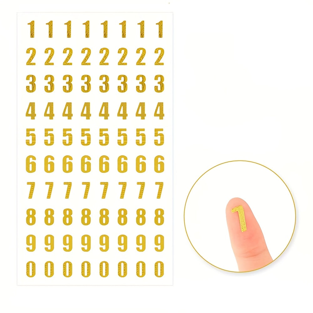 8 Sheets Golden Small Number Stickers 0-9 Self Adhesive for Graduation Cap DIY