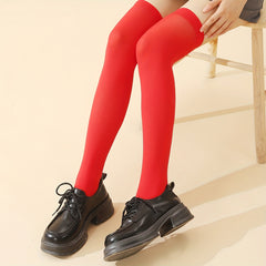 Solid Thigh High Socks Slim Over The Knee Stockings