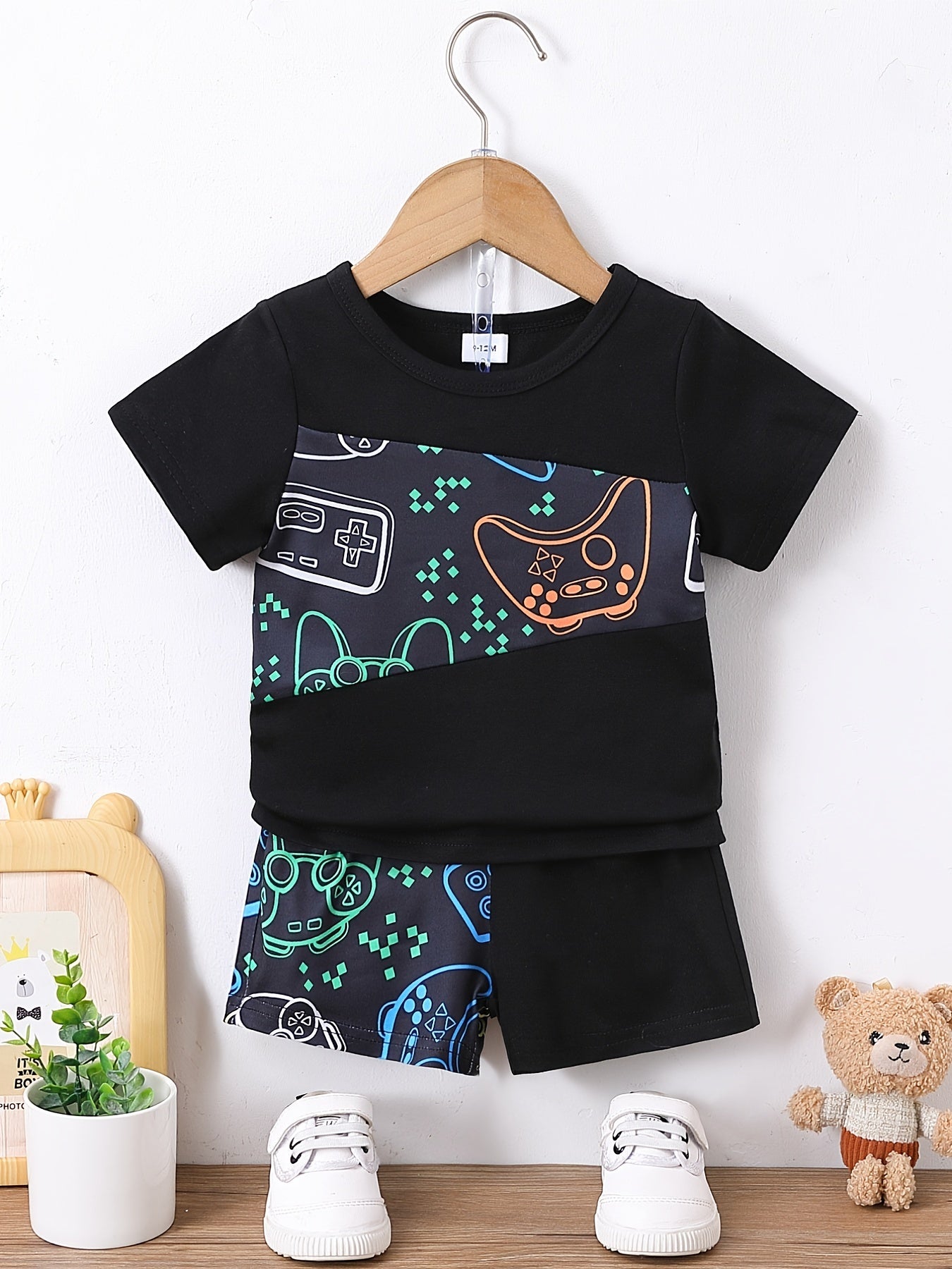 Baby Boys Coconut Tree Print T-shirt & Shorts Set Summer Beach Vacation Clothes