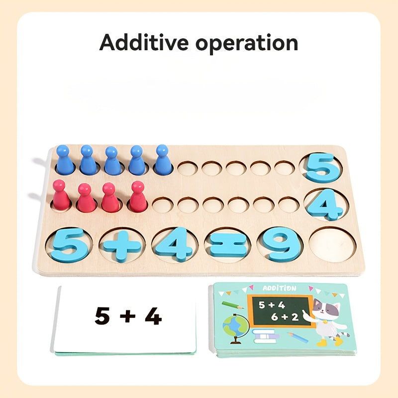Wooden 20 Tablet Red Math Counter Board Educational Toy