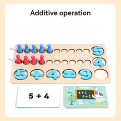 Wooden 20 Tablet Red Math Counter Board Educational Toy