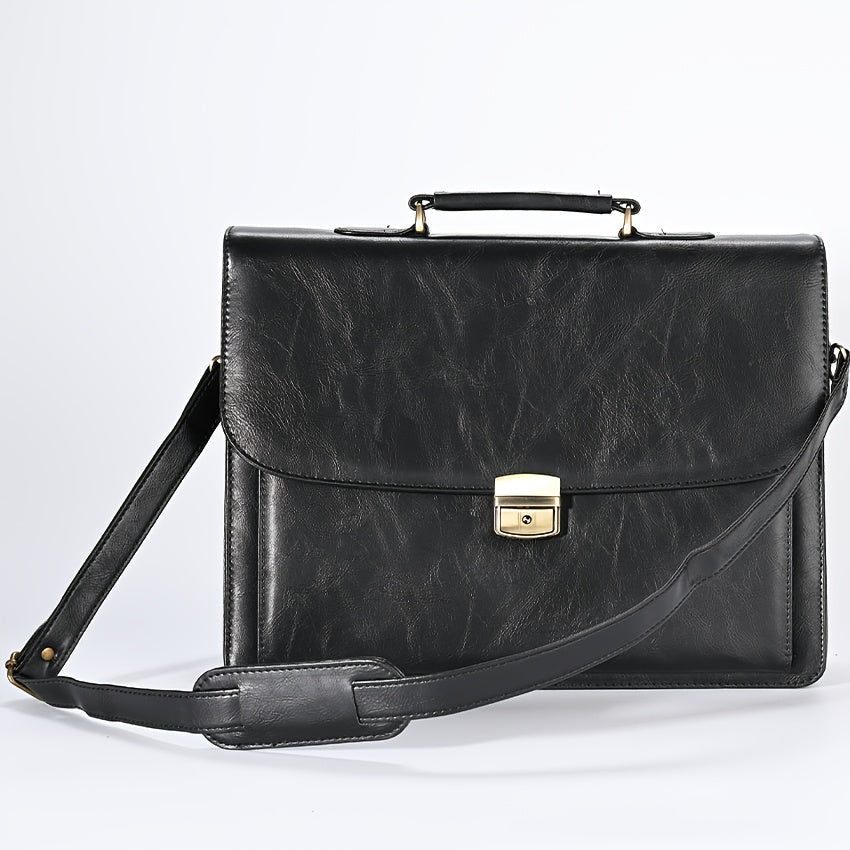 Men's Business Briefcase Laptop & Tablet Compartment Zip Closure