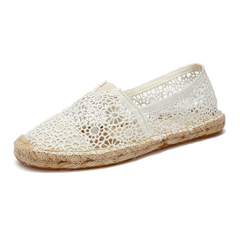 Floral Lace Espadrille Flat Shoes Women's Footwear