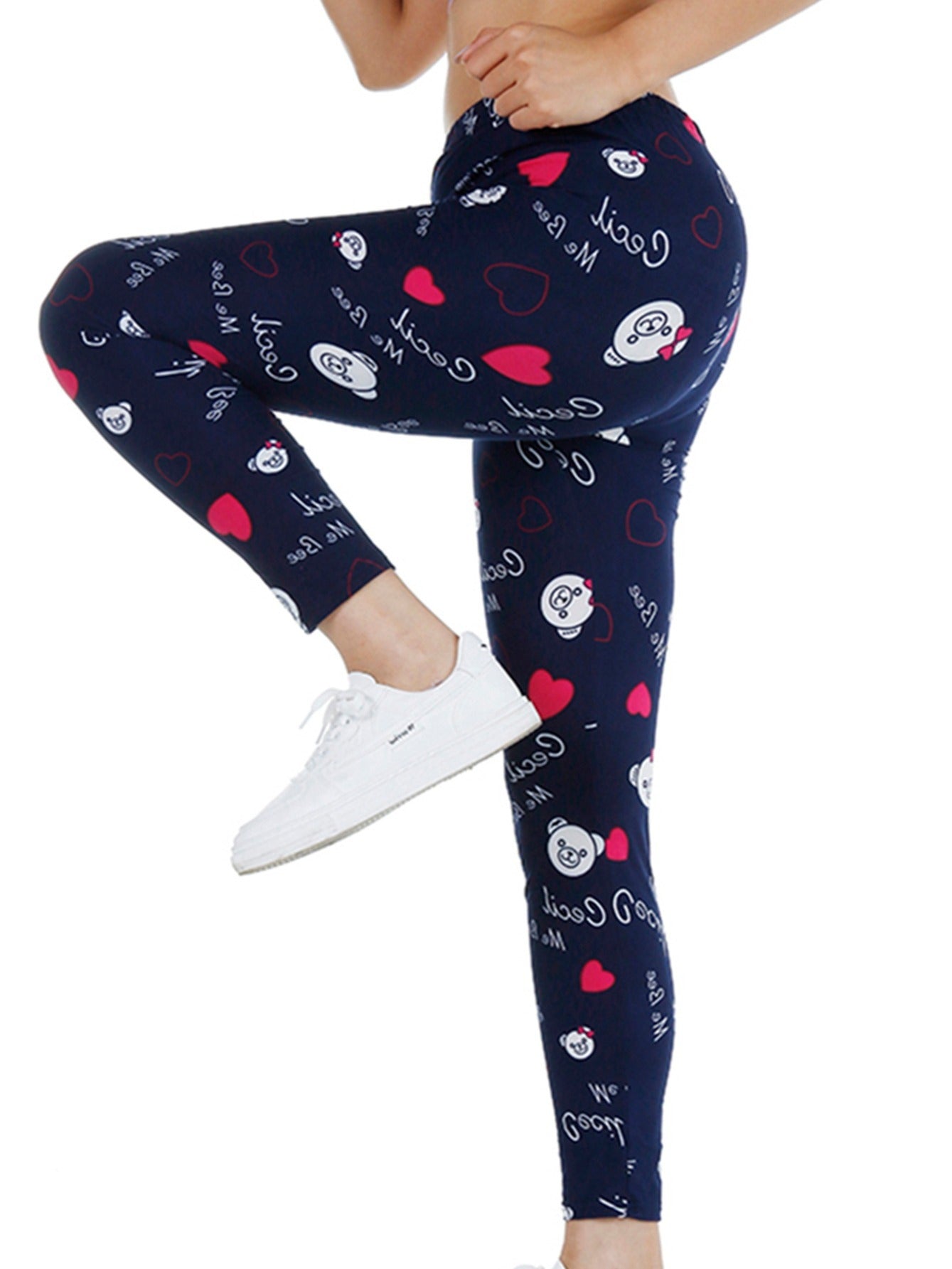 Women's Heart Bear Print Casual Pants