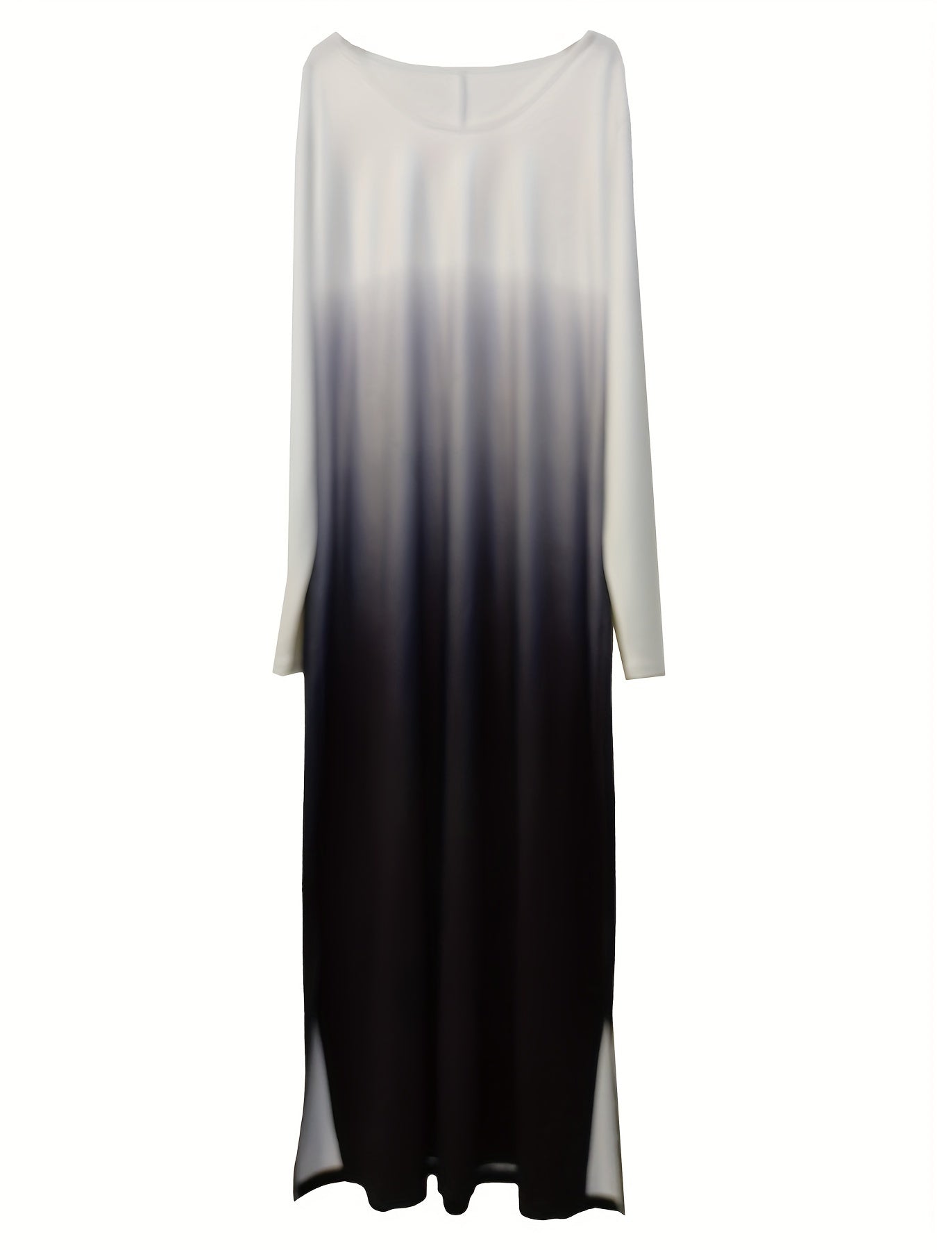 Women's Plus Ombre Long Sleeve Round Neck Maxi Dress