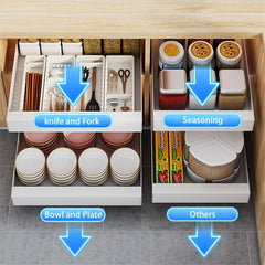 Pull Out Cabinet Organizer for Seasoning Dish and Bowl Storage