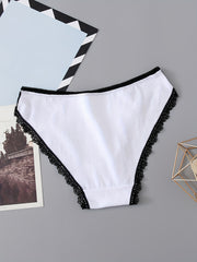 6pcs Bow Lace Bikini Panties Colorblock Intimates Lingerie Underwear