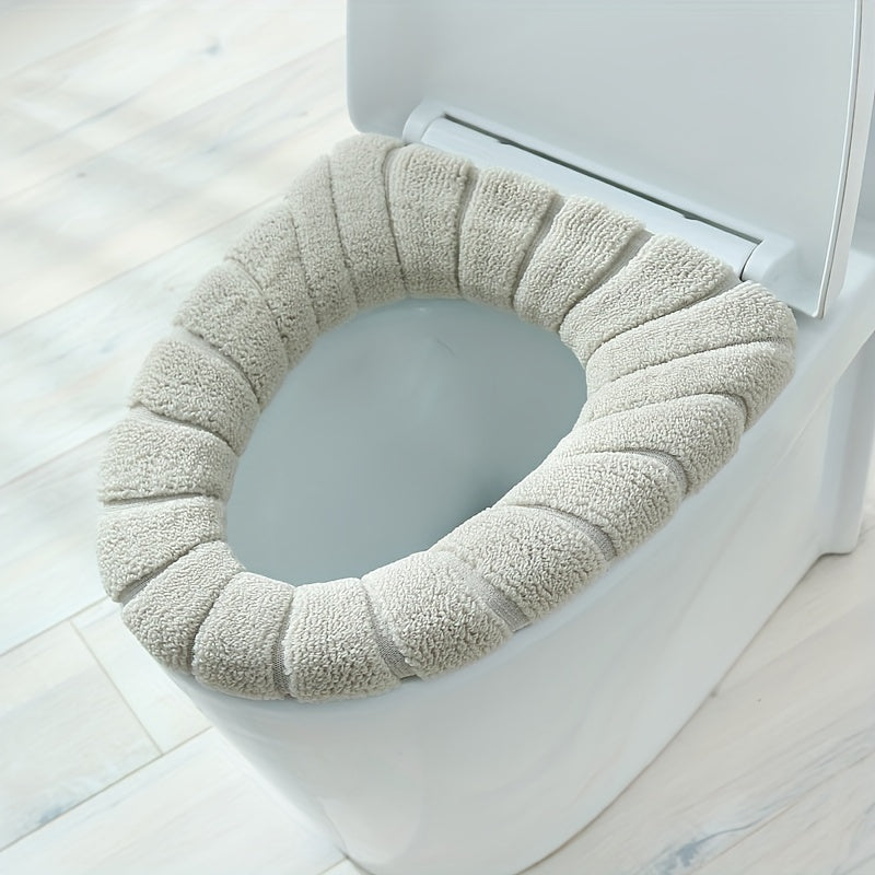 5pcs Plush Knitted Toilet Seat Cover Winter Warm Toilet Cushion