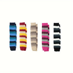 Striped Knitted Leg Warmers Warm Colorblock Knee High Socks