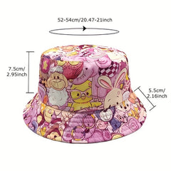 Kids Sunshade Bucket Hat Cartoon Pattern Double sided Sun Hat