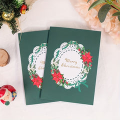 3D Christmas Flower Basket Greeting Card Paper Carving Blessing Message