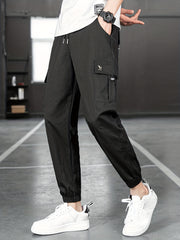 Men's Solid Drawstring Active Stretch Pants