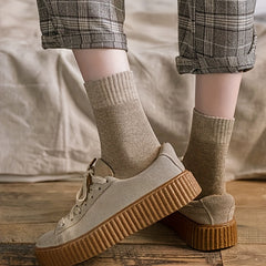 6 Pairs Comfy & Warm Solid Socks for Women