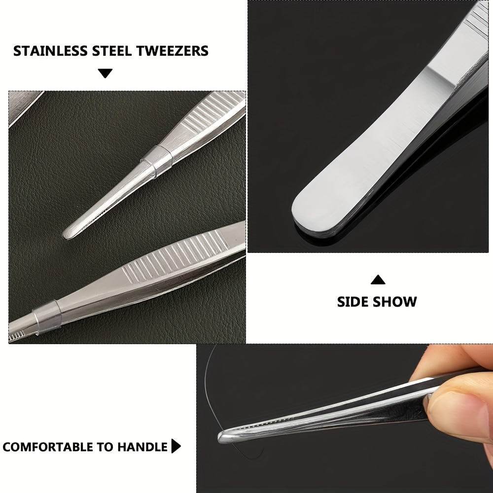 2pcs Stainless Steel Tweezers for BBQ Repair Silvery Durable