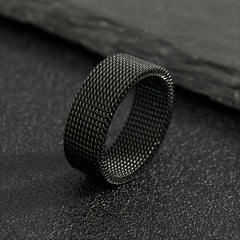 Funky Braided Mesh Texture Stainless Steel Ring