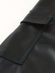 Women's Plus Faux Leather Cargo Jogger Trousers