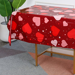 Disposable Plastic Heart Rectangle Tablecloth Party Supplies Wedding Decor