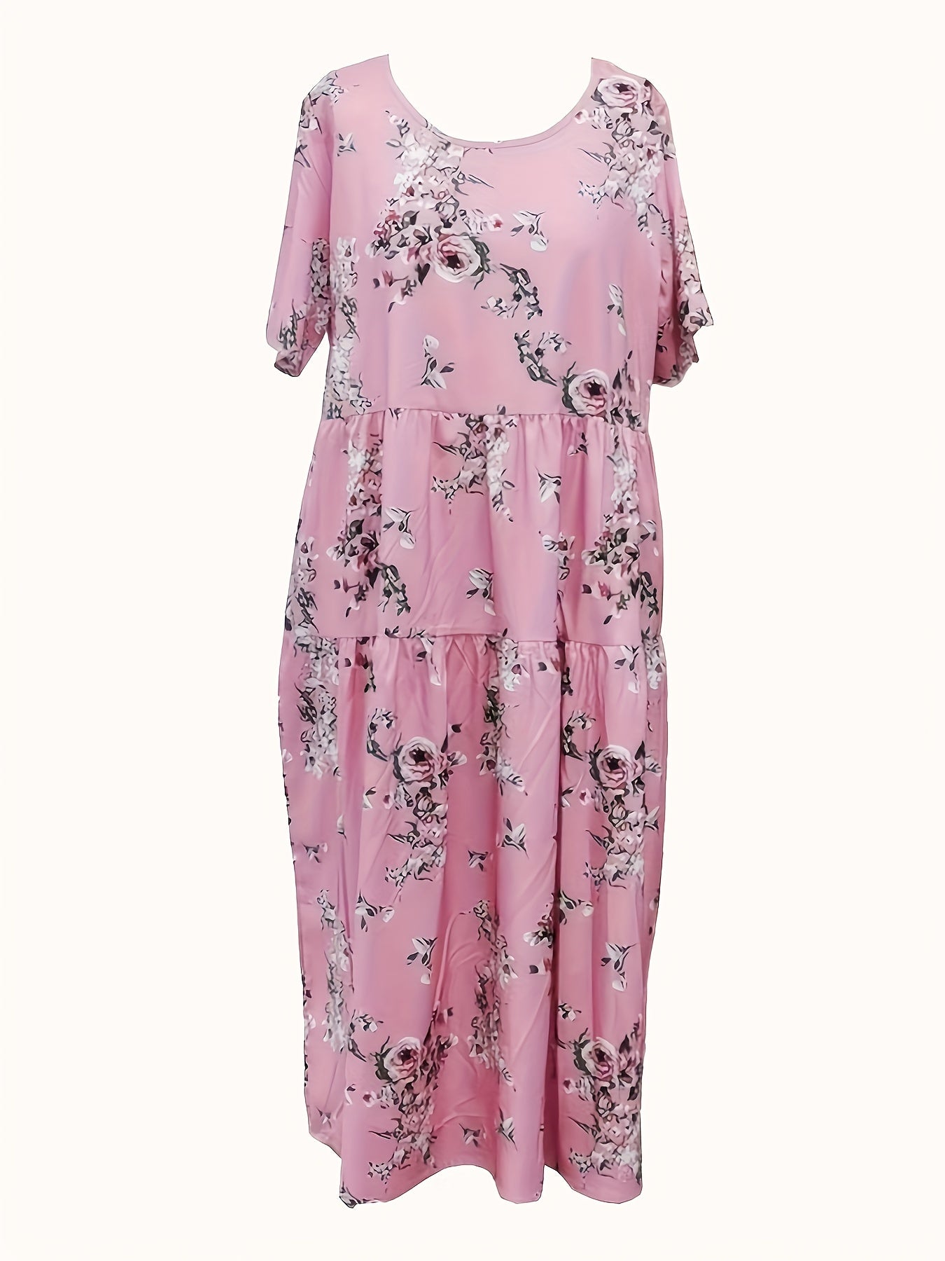  Boho Dress Women's Floral Print Maxi Smock Dress With Pockets