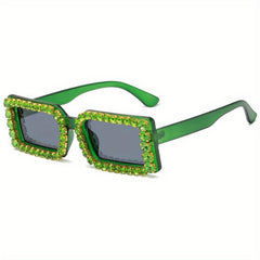 Y2K Rhinestone Rectangle Sunglasses for Women