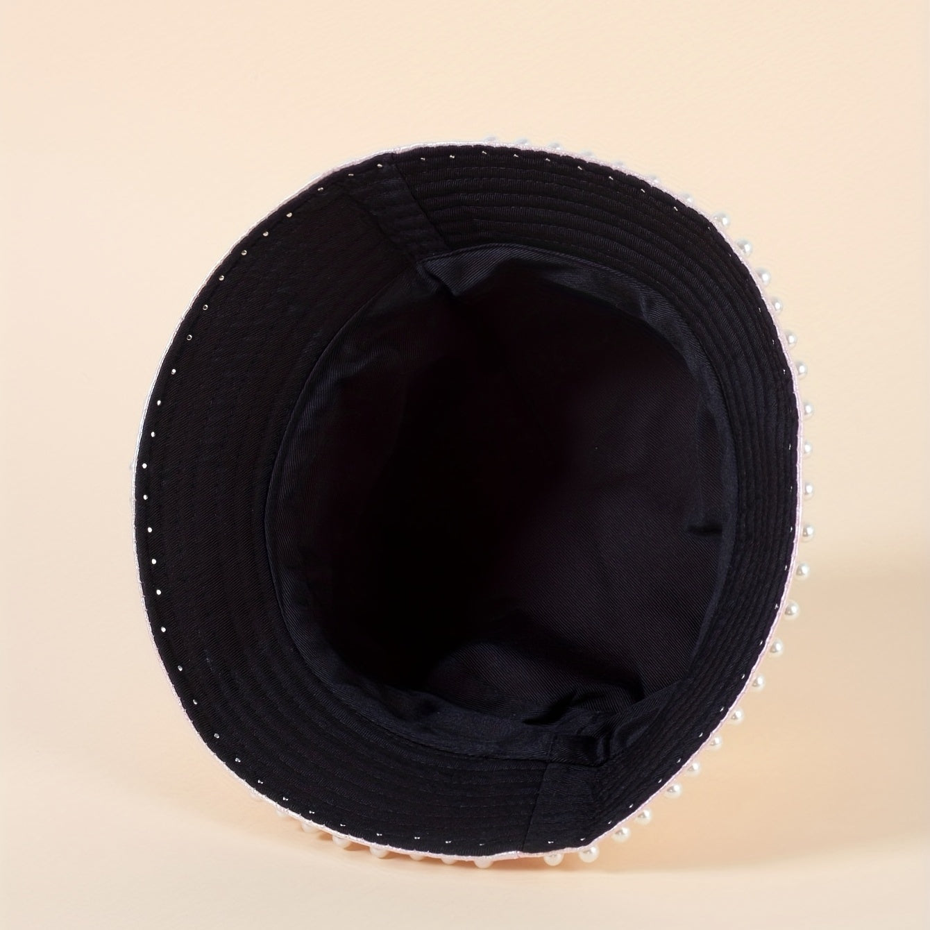 Pink Laser Bucket Hat with Faux Pearl Decor