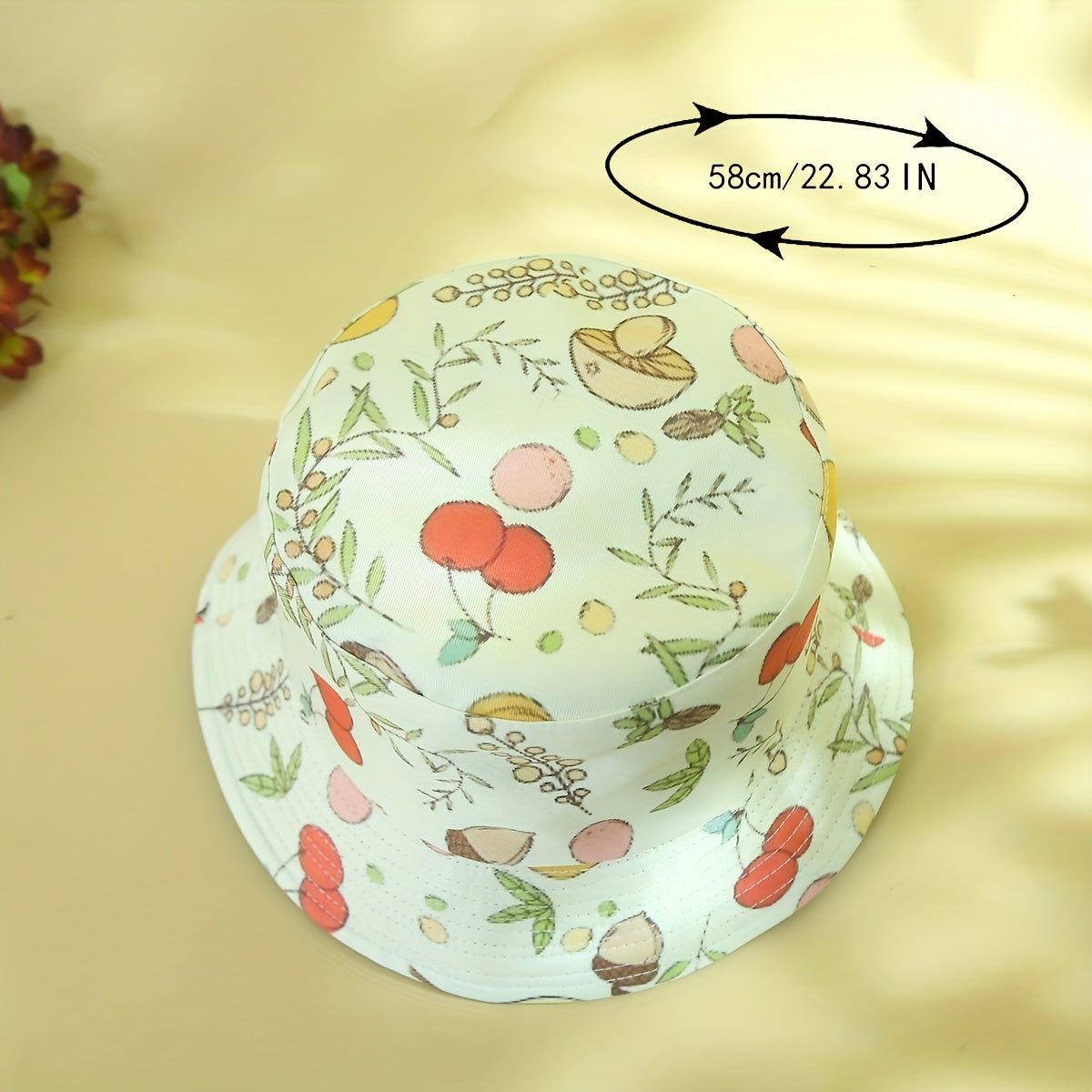 Cherry Print Reversible Bucket Hat for Women