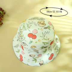 Cherry Print Reversible Bucket Hat for Women
