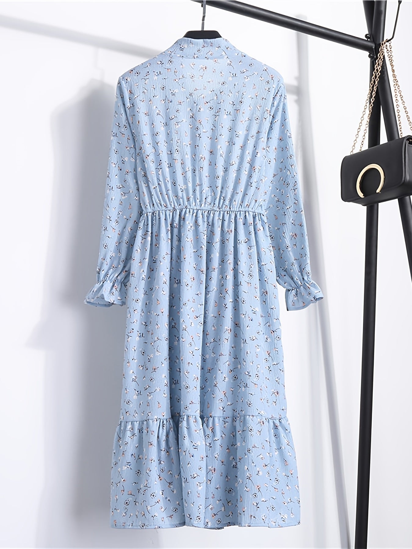 Floral Print Maxi Dress Plus Size Women's Bow Front Long Dress