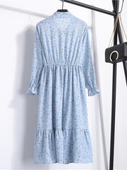 Floral Print Maxi Dress Plus Size Women's Bow Front Long Dress