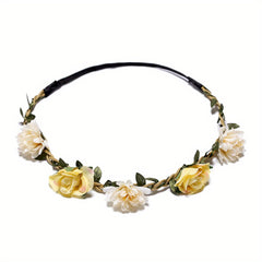 Bohemian Floral Wreath Headband Headdress for Wedding Bride